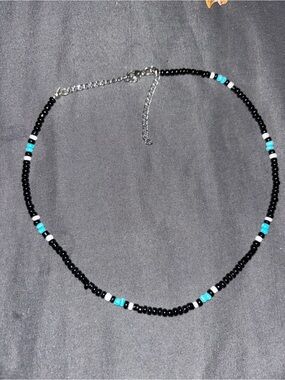 Handmade Black and turquoise necklace